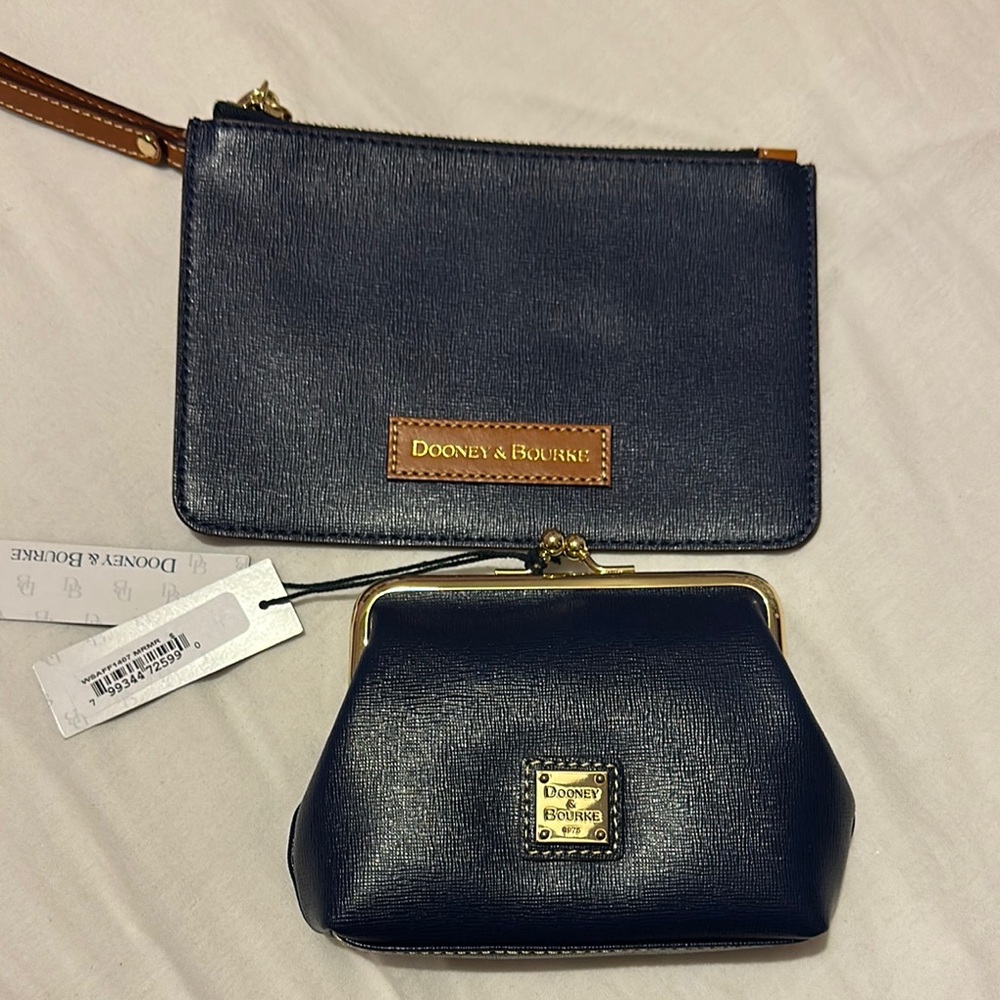 Dooney & Bourke Black and Blue Leather Wristlets